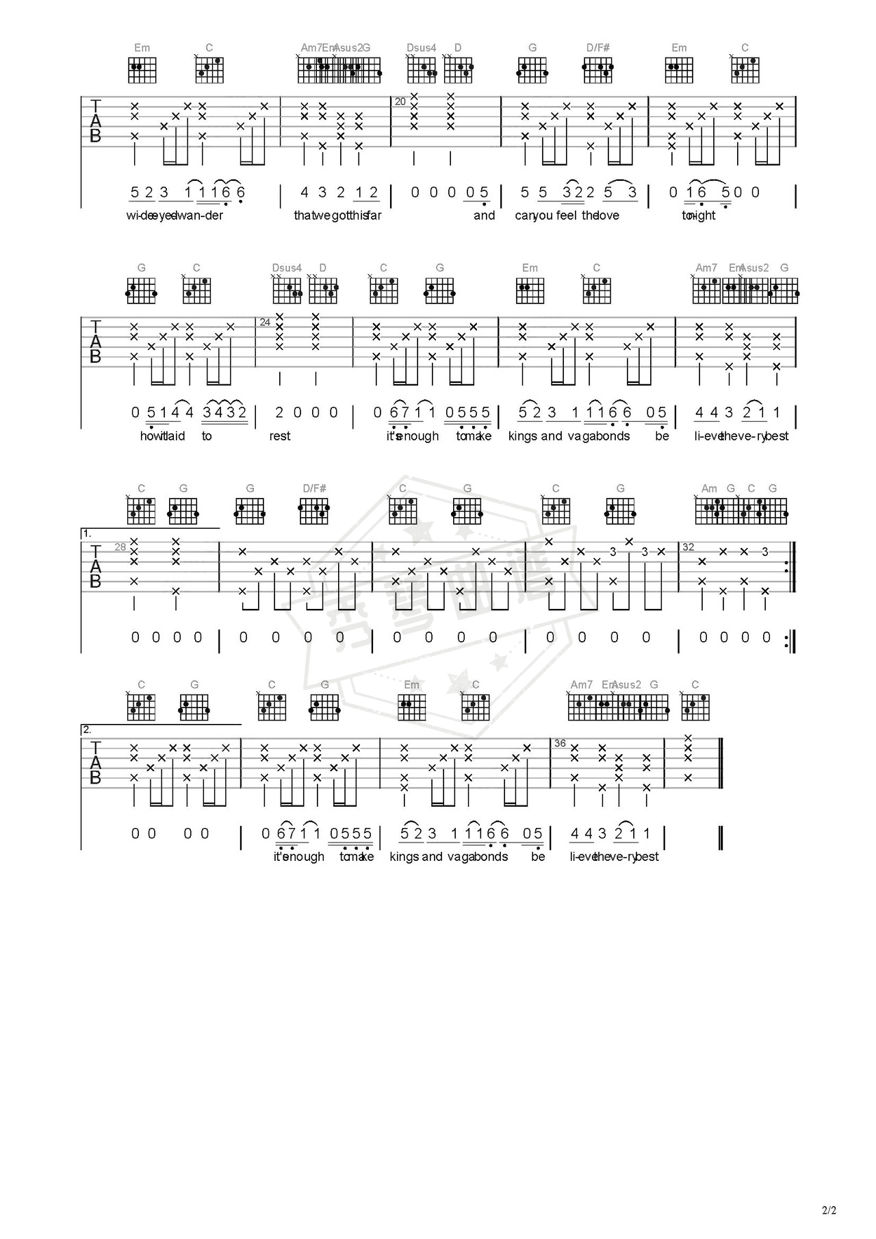 图片[2]-《can you feel the love tonight》吉他简谱C调弹唱谱（Elton John）-秀琴曲谱网