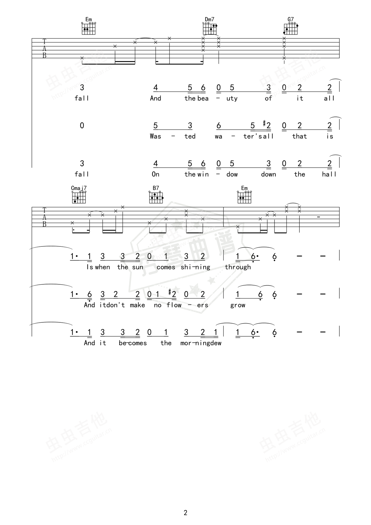 图片[2]-《just the two of us》吉他简谱Ab调弹唱谱（Bill Withers）-秀琴曲谱网