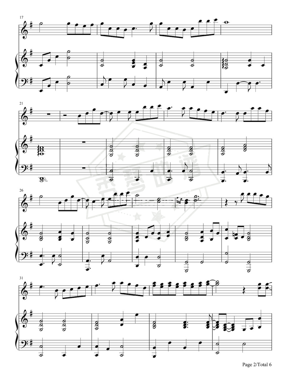 图片[2]-《手心的蔷薇》钢琴简谱,五线谱g调演奏版-秀琴曲谱网