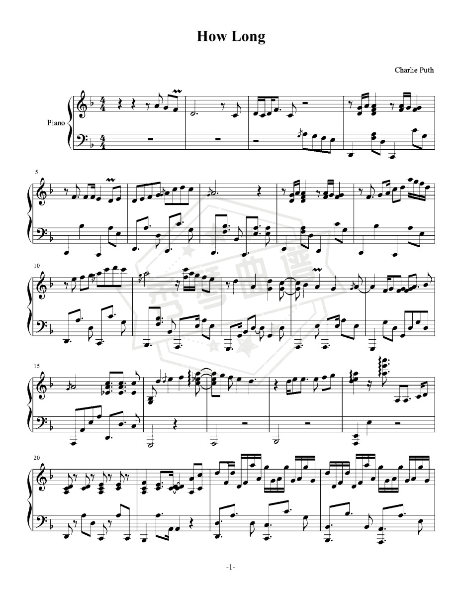 How Long-Charlie Puth-演奏谱-秀琴曲谱网