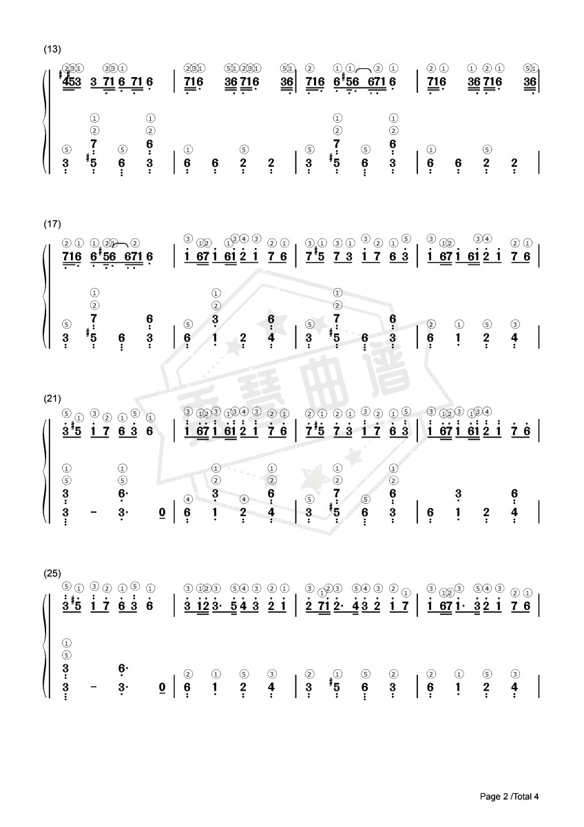 图片[2]-[简谱] 克罗地亚狂想曲 带指法 简易版 双手数字谱-秀琴曲谱网