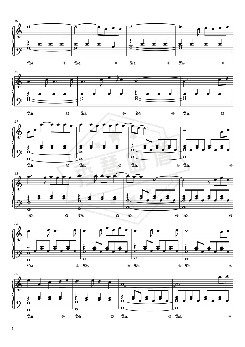 图片[2]-《孤勇者》钢琴五线谱c调演奏版-秀琴曲谱网
