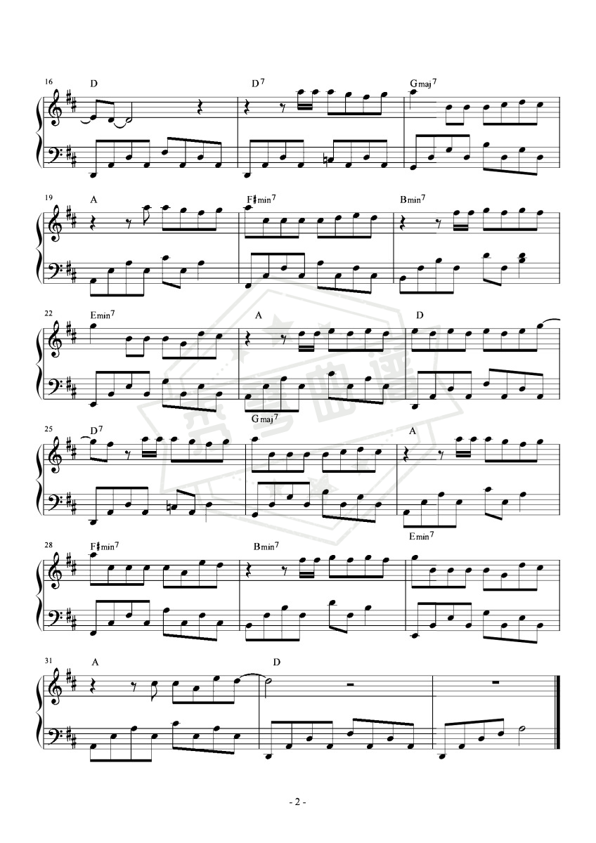图片[2]-《演员》钢琴五线谱d调演奏版-秀琴曲谱网