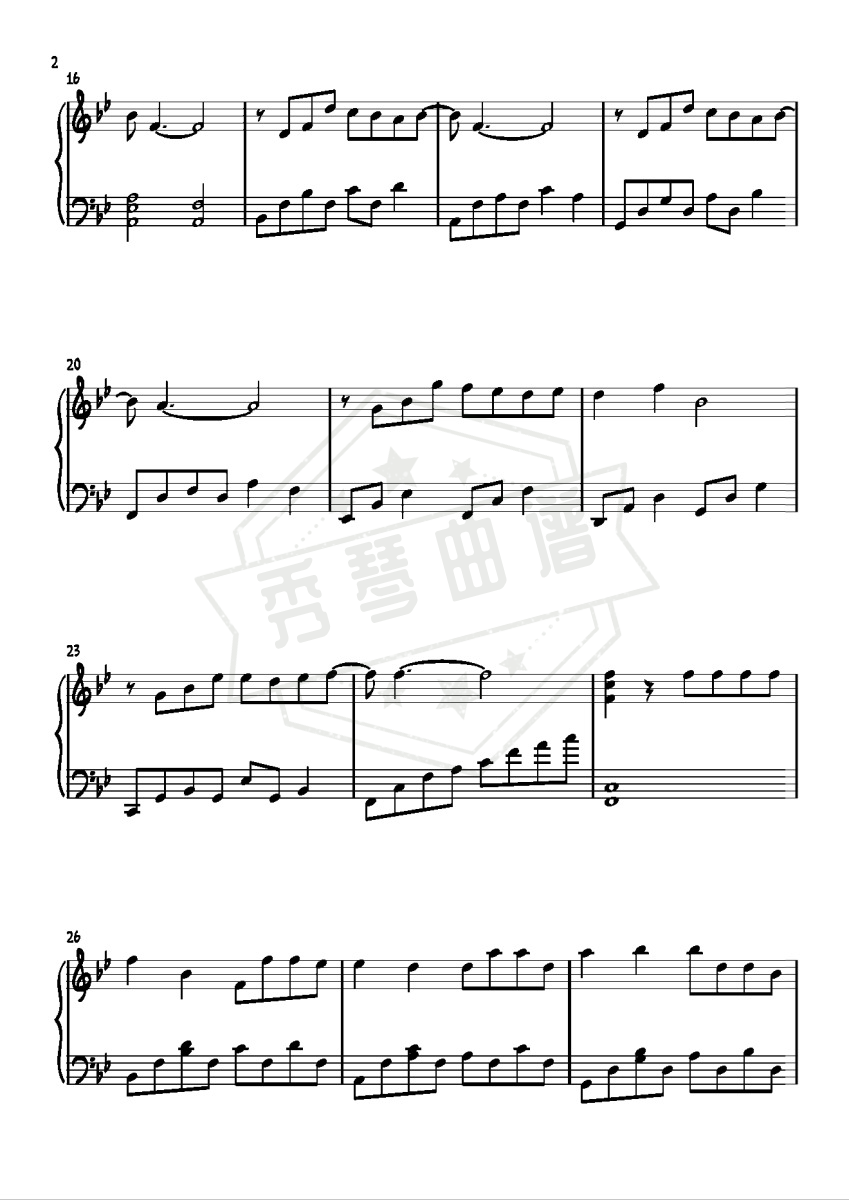 图片[2]-《飞鸟和蝉》钢琴五线谱b调演奏版-秀琴曲谱网