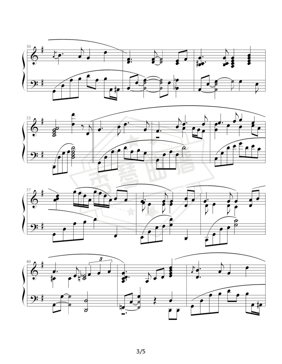 图片[2]-《月亮代表我的心》钢琴五线谱g调演奏版(邓丽君)-秀琴曲谱网