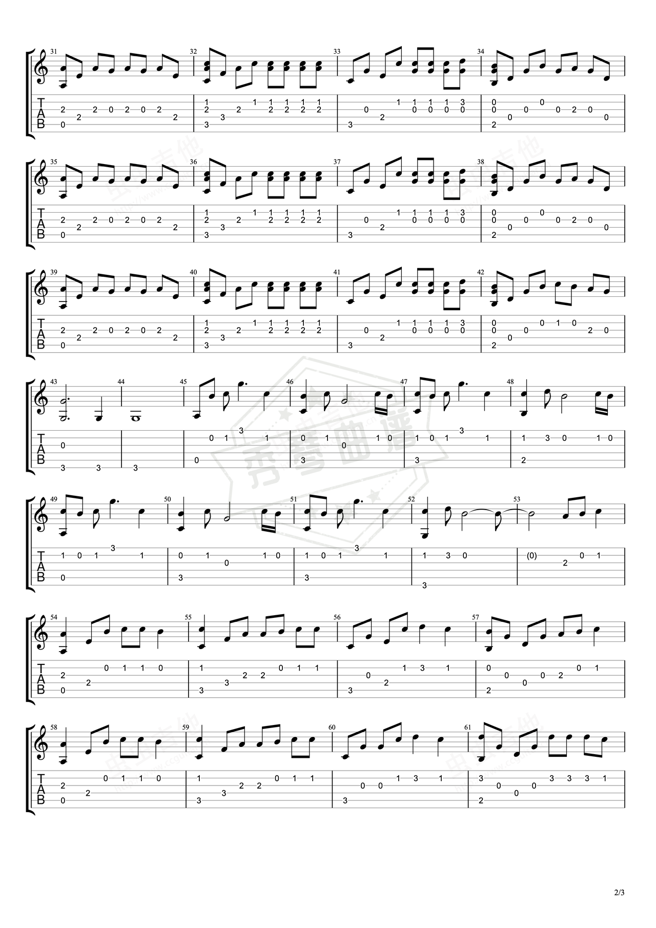 图片[2]-《God is a girl》吉他简谱C调指弹谱（Groove Coverage）-秀琴曲谱网