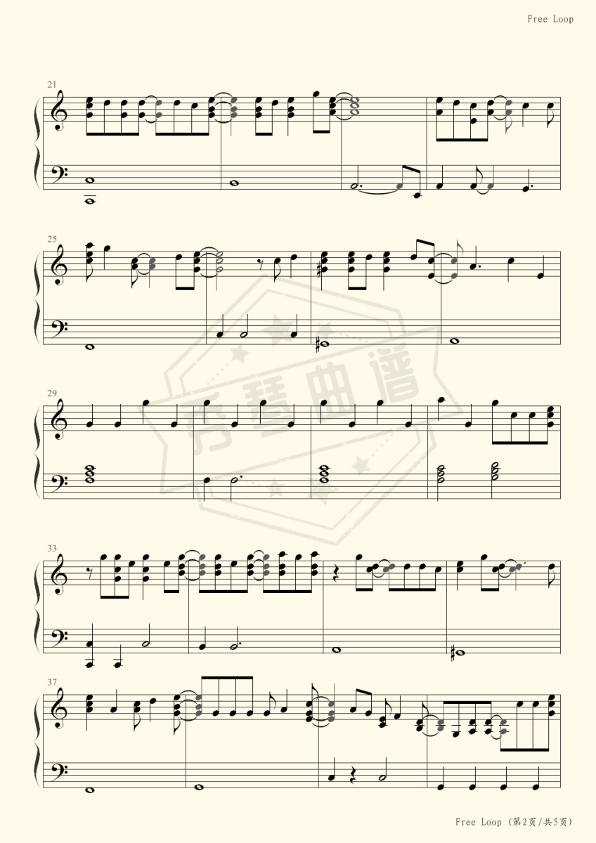 图片[2]-【钢琴块 2 等级歌曲】89 Free Loop-秀琴曲谱网
