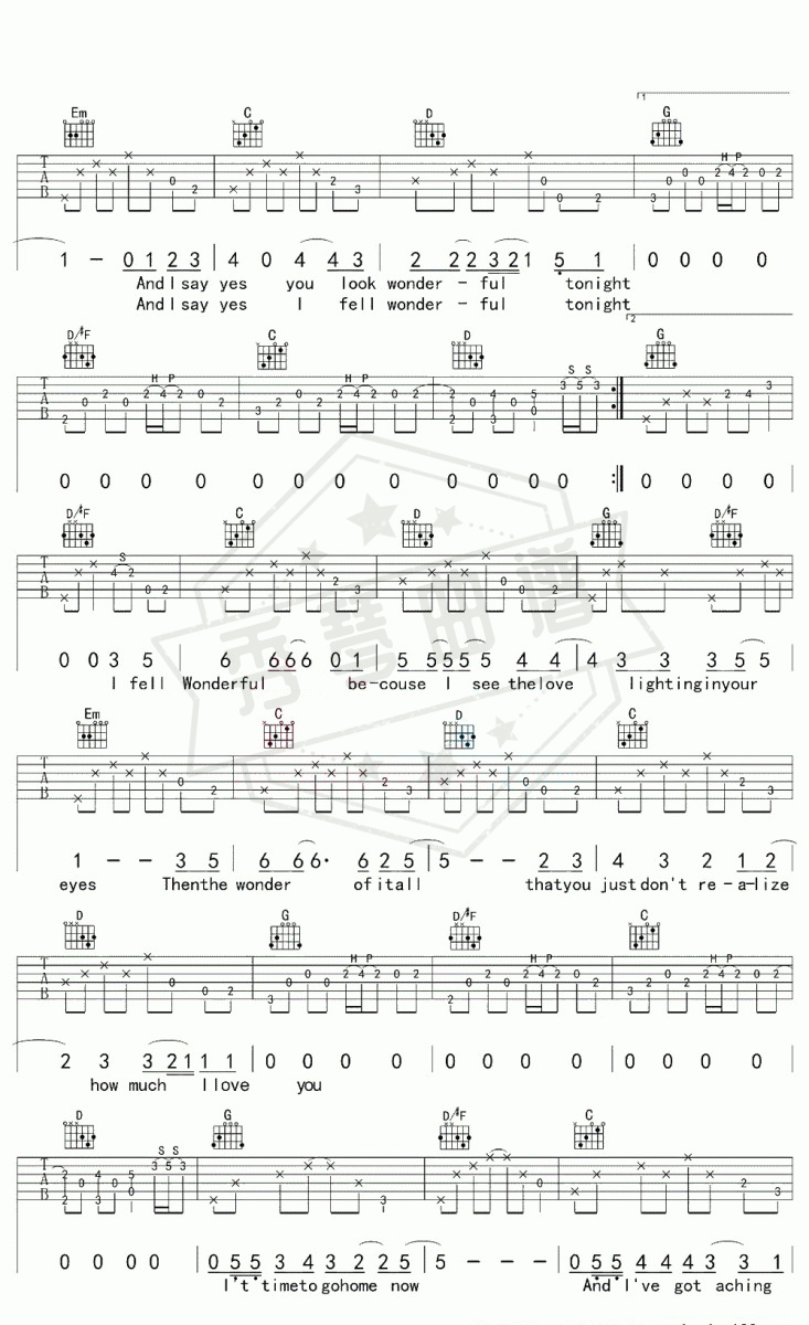 图片[2]-Eric Clapton《Wonderful Tonight》吉他谱-秀琴曲谱网