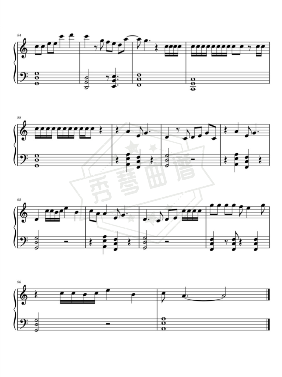 《朱雀》钢琴五线谱c调演奏版(时代少年团)-秀琴曲谱网