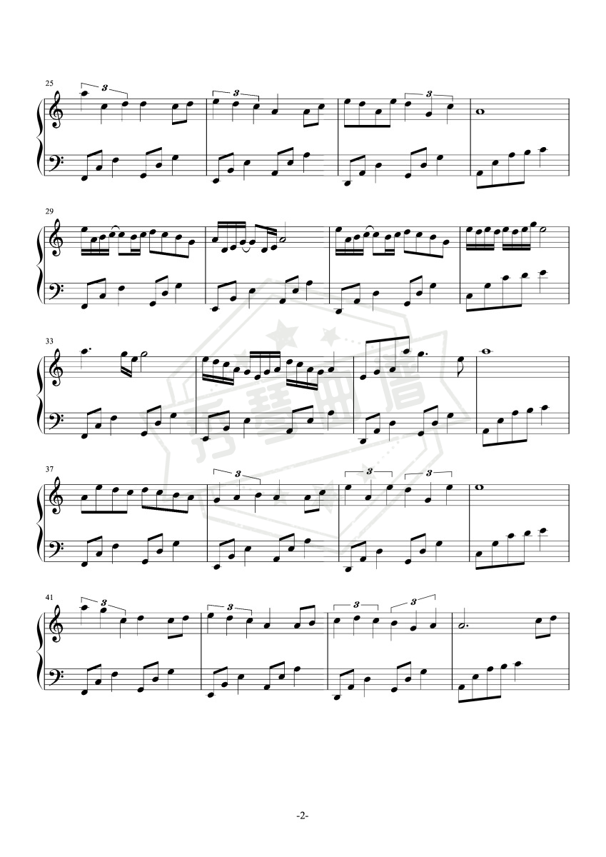 图片[2]-《旧梦一场》钢琴五线谱c调演奏版(柯柯柯啊)-秀琴曲谱网
