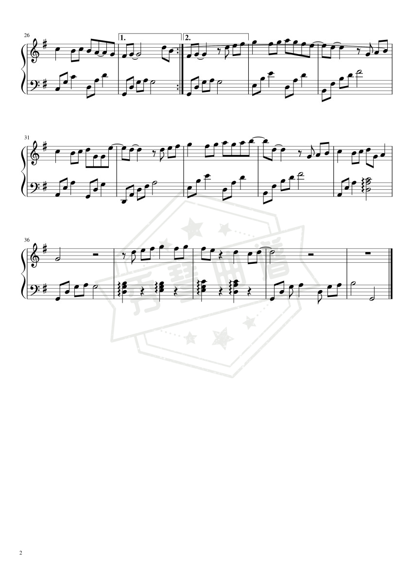 图片[2]-《遇见》钢琴五线谱g调演奏版-秀琴曲谱网