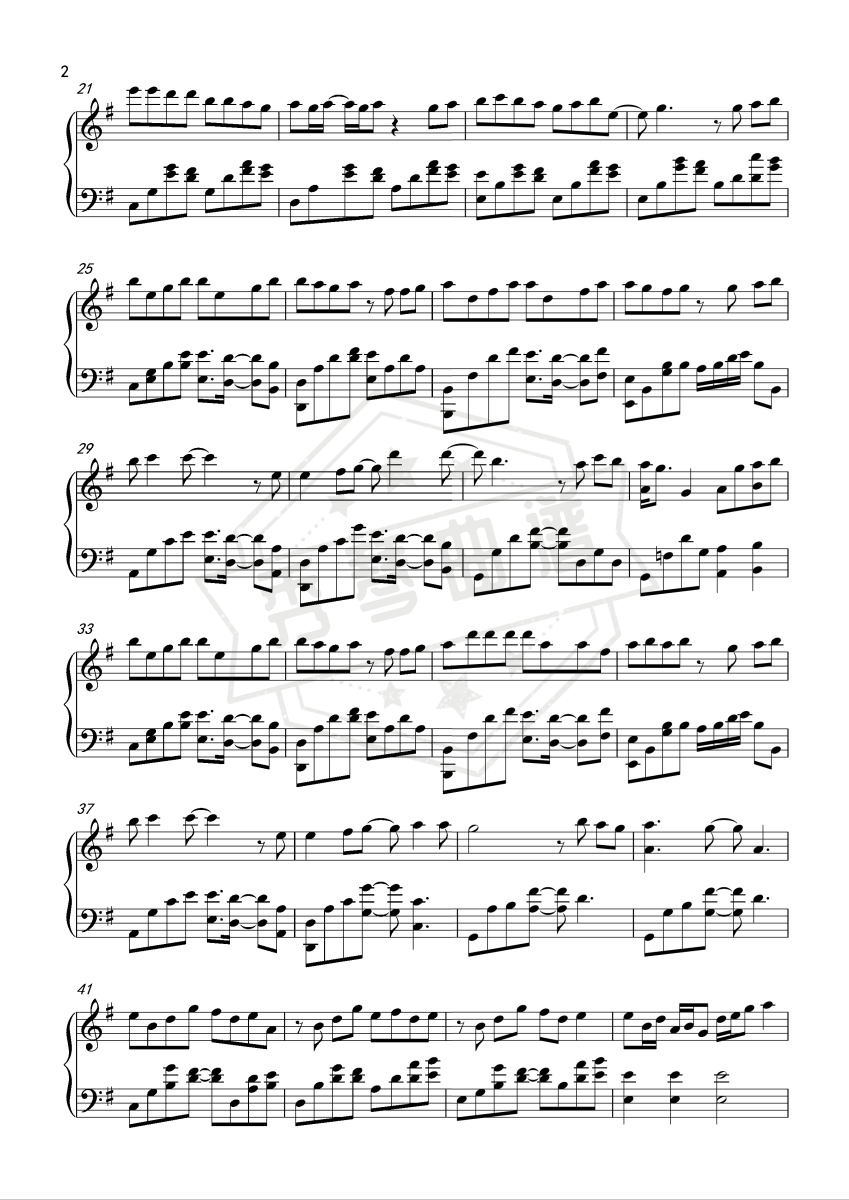 图片[2]-《恶魔的爱》钢琴五线谱g调演奏版-秀琴曲谱网