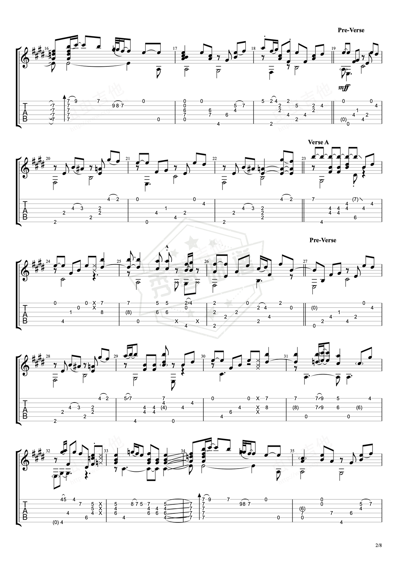 图片[2]-《Drivetime》吉他简谱E大调指弹谱（Tommy Emmanuel）-秀琴曲谱网