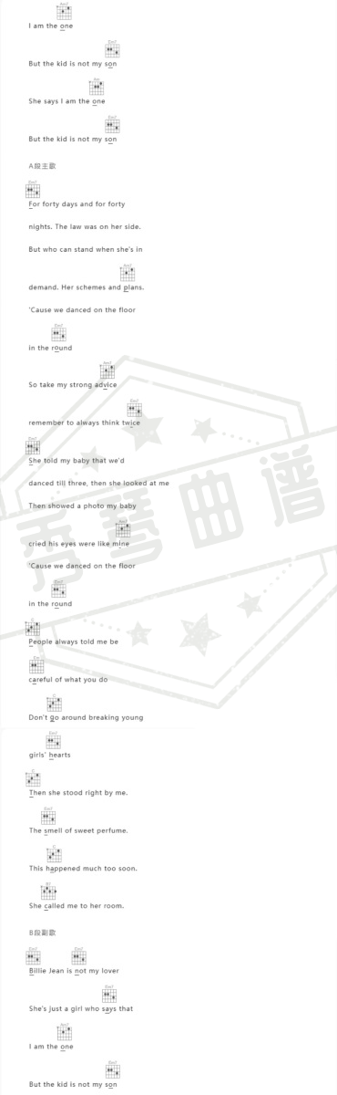 图片[2]-《Billie Jean》吉他简谱A调弹唱版-秀琴曲谱网