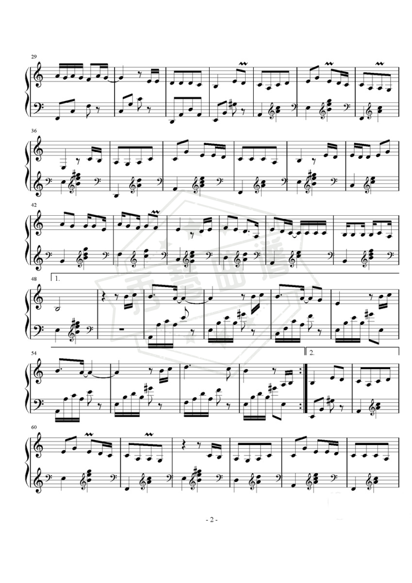 图片[2]-《童话镇》钢琴五线谱c调演奏版-秀琴曲谱网