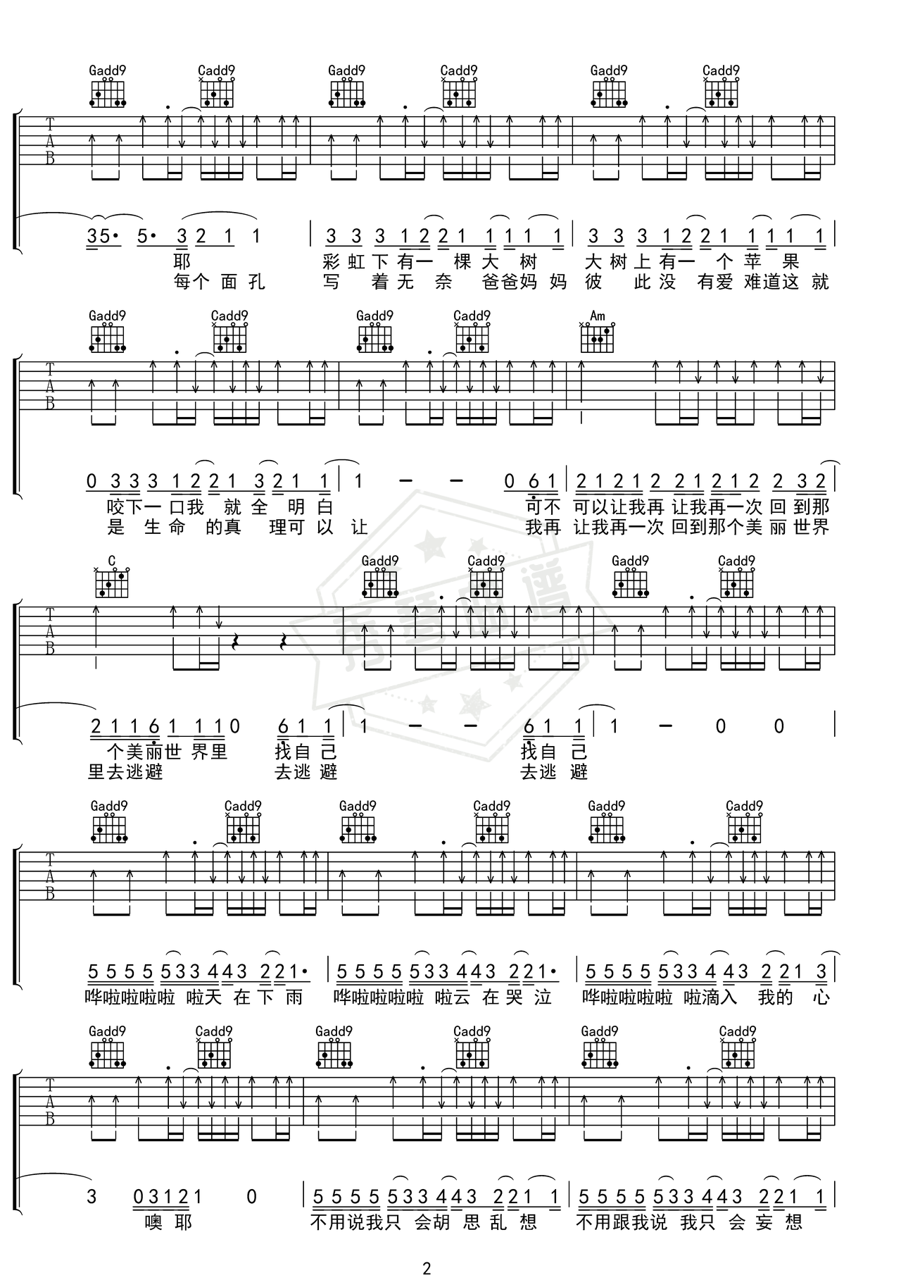 图片[2]-《找自己》吉他简谱G调弹唱谱（陶喆）-秀琴曲谱网