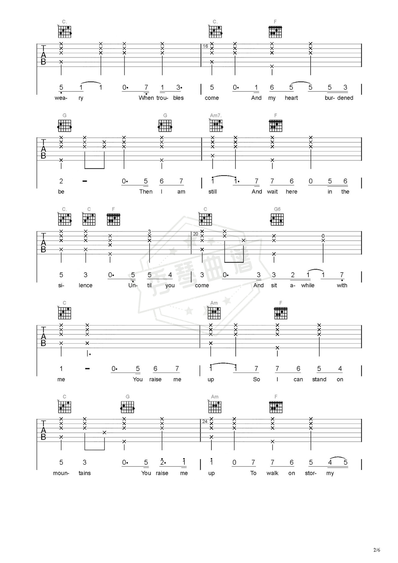 图片[2]-《you》吉他简谱C调弹唱谱（Josh Groban）-秀琴曲谱网