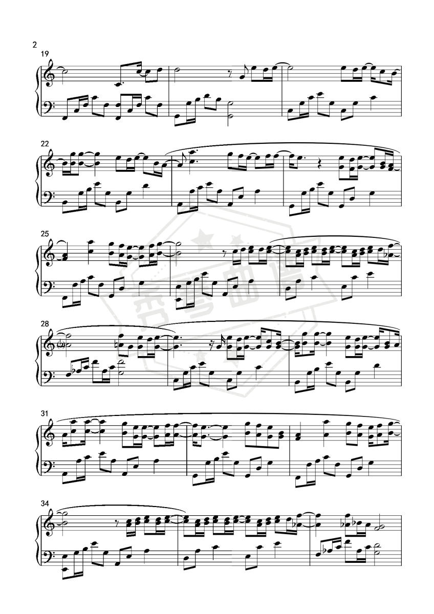 图片[2]-《可惜没如果》钢琴五线谱c调演奏版-秀琴曲谱网