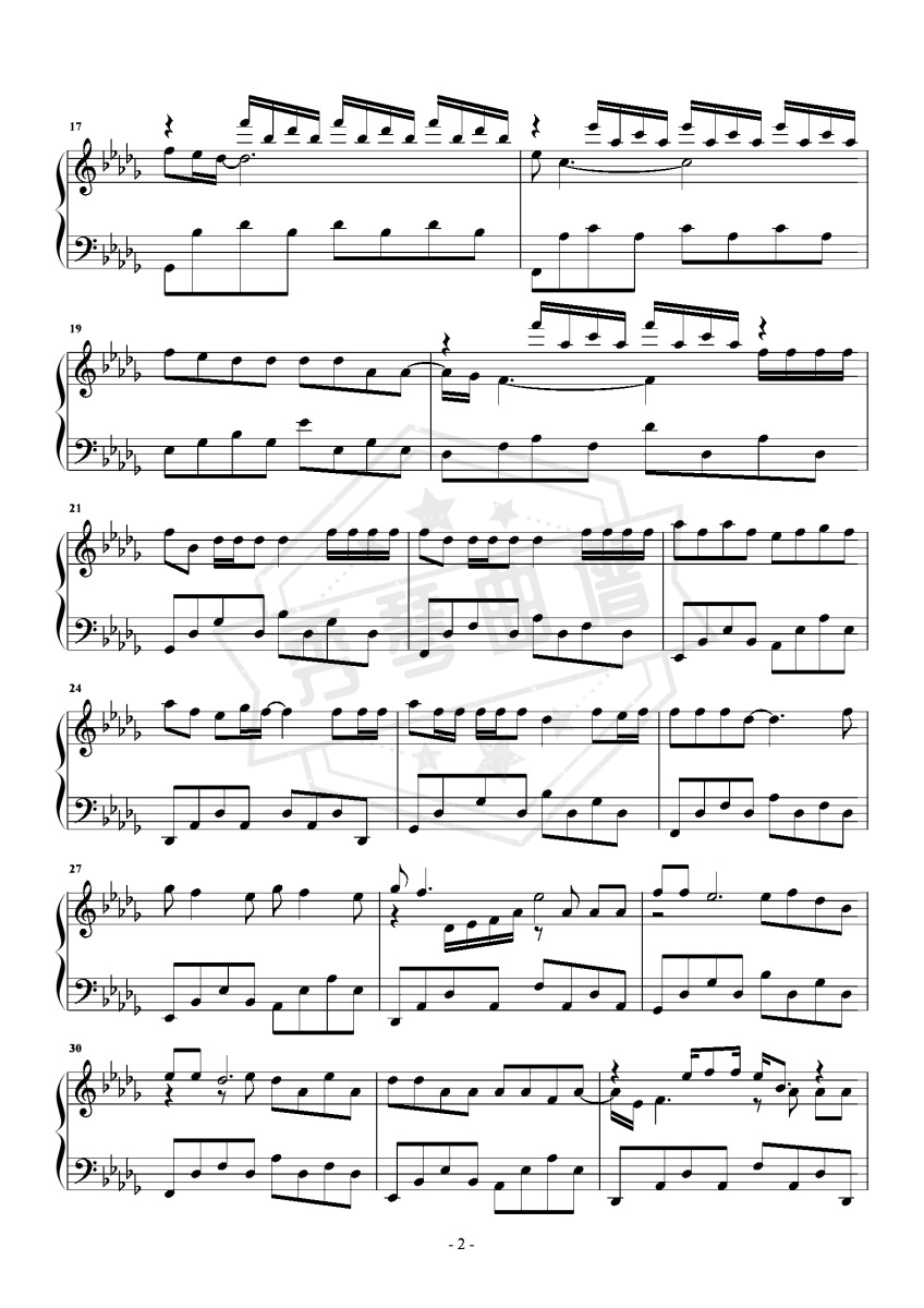 图片[2]-《他只是经过》钢琴五线谱d调演奏版-秀琴曲谱网