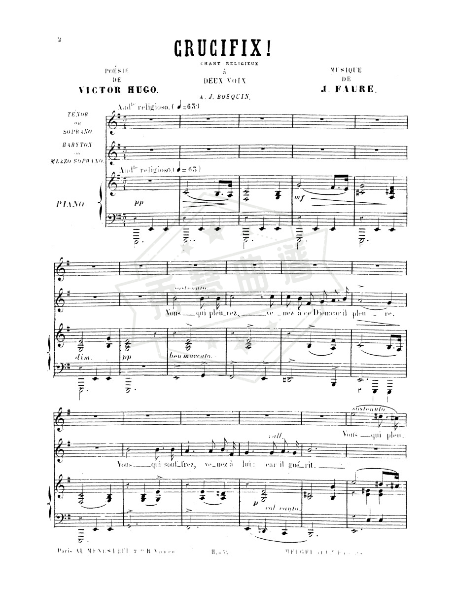 图片[2]-Crucifix(Jean-Baptiste Faure)完整乐谱-秀琴曲谱网
