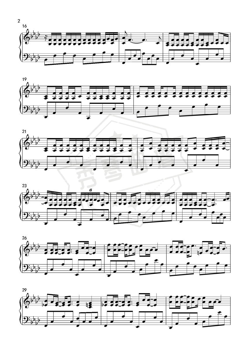 图片[2]-《夜曲》钢琴五线谱A调演奏版-秀琴曲谱网