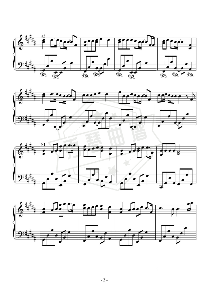 图片[2]-大籽-B-《白月光与朱砂痣》（原曲和声+公式化伴奏+全新精编+踏板指引+完整版）-秀琴曲谱网