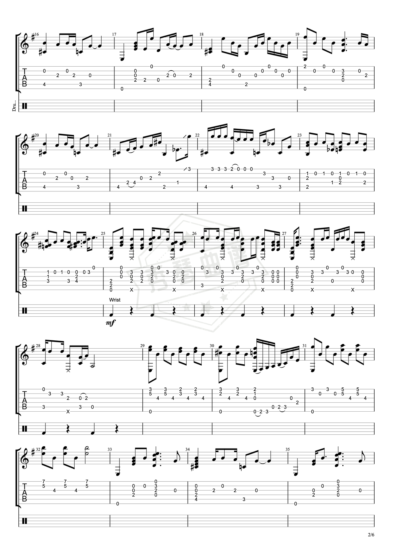图片[2]-《Dream On》吉他简谱G调指弹谱（Kelly Valleau）-秀琴曲谱网