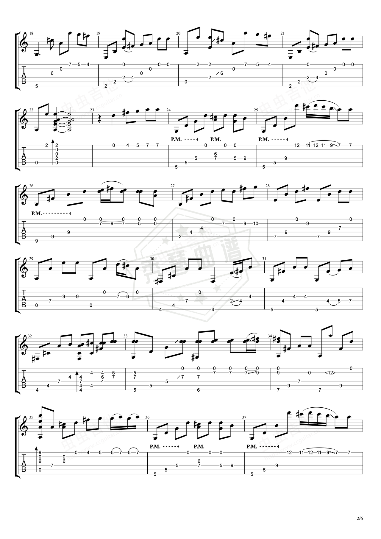 图片[2]-《Trace of sorrow》吉他简谱D调指弹谱（Young）-秀琴曲谱网
