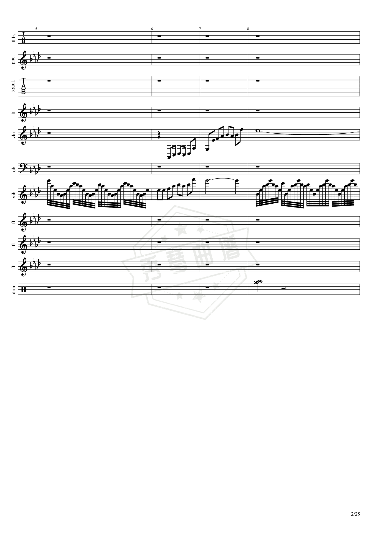 图片[2]-《新鸳鸯蝴蝶梦》吉他简谱Ab调总谱（黄安）-秀琴曲谱网