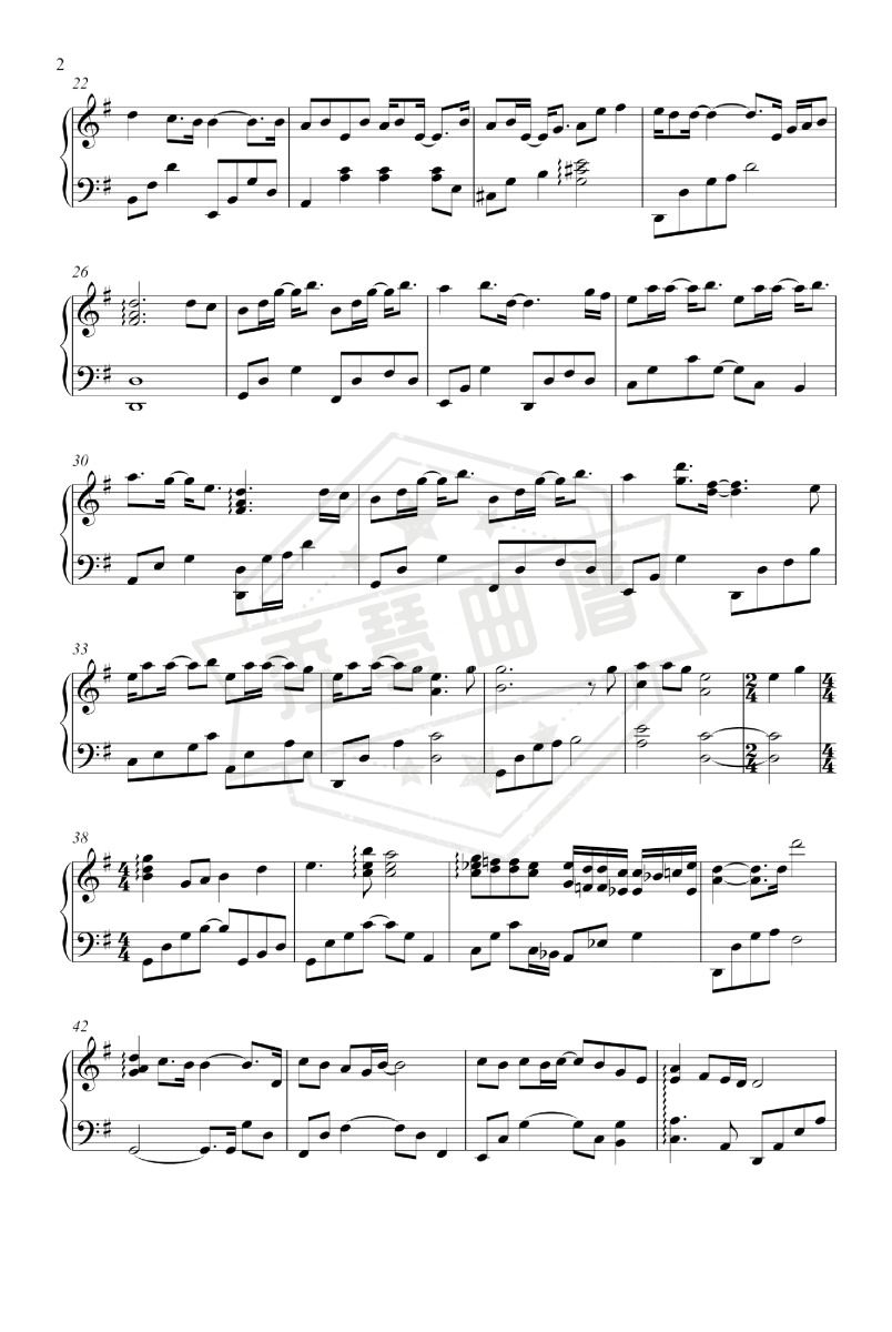 图片[2]-《偏星》钢琴五线谱g调演奏版(张靓颖)-秀琴曲谱网