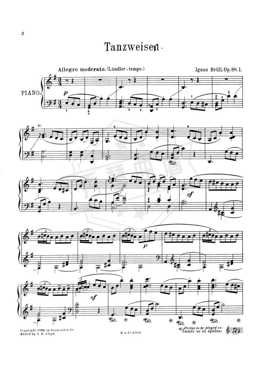 2 Piano Pieces,Op.89(Ignaz Brüll)完整乐谱-秀琴曲谱网